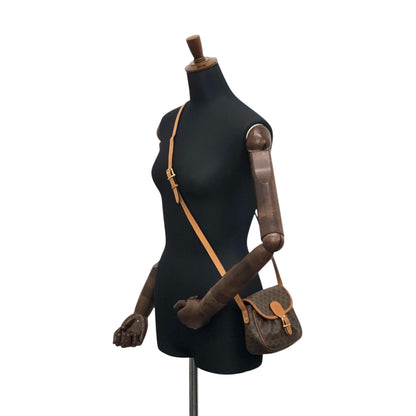 CELINE Macadam Front Buckle Shoulder bag Brown Vintage vryvsx