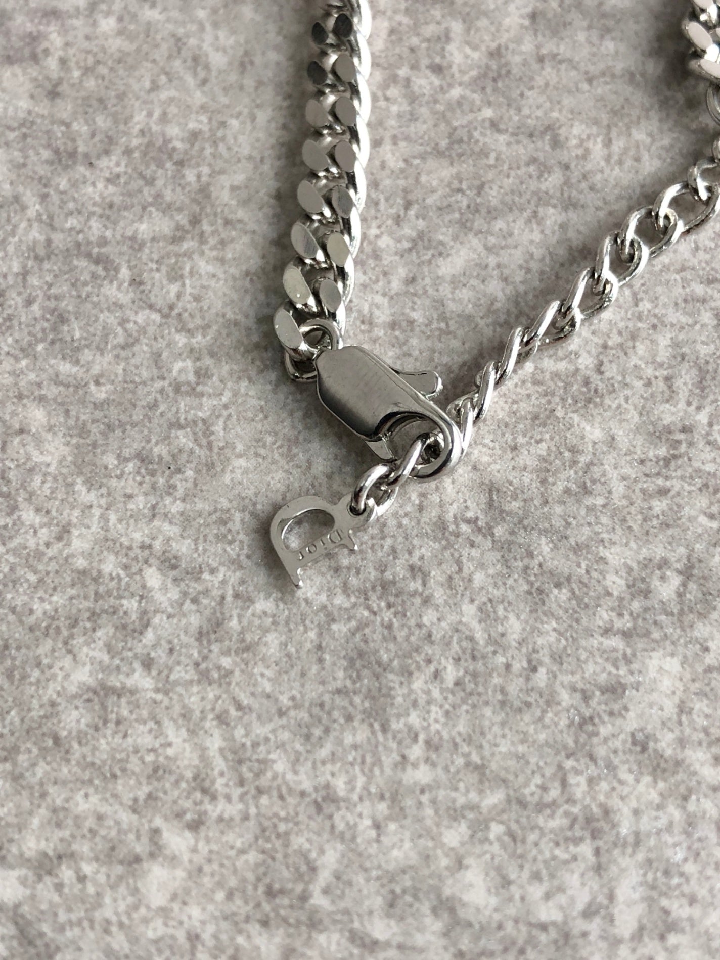 Christian Dior CD Logo Ribbon Motif Bracelet Silver Vintage rr7unm