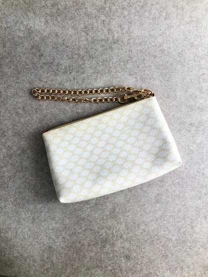 CELINE Macadam Small Handbag Pouch White Vintage e2s6ad