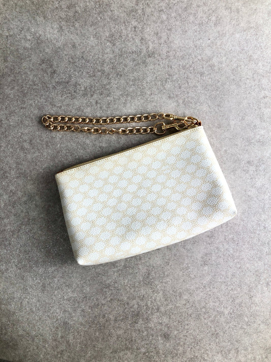 CELINE Macadam Small Handbag Pouch White Vintage e2s6ad