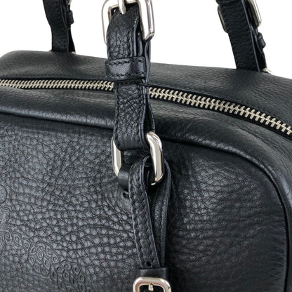PRADA Logo Embossed Small Boston bag Handbag Black Vintage ydeszs