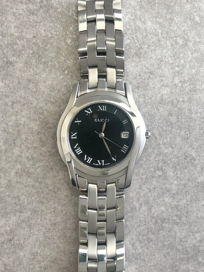 GUCCI Quartz Watch Silver×Black 5500M Vintage naczc4