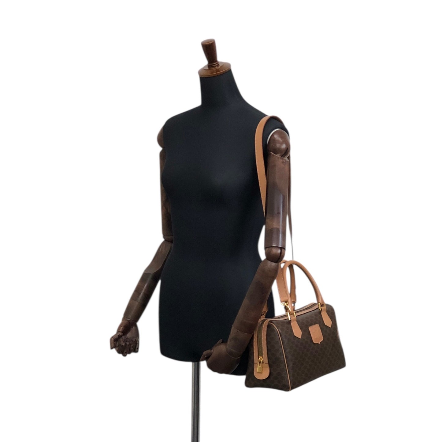 CELINE Macadam Blason Two-way Small Boston bag Shoulder bag Brown Vintage bxb7p7