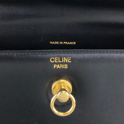 CELINE Gancini Top Handle Handbag Black Vintage whcwed