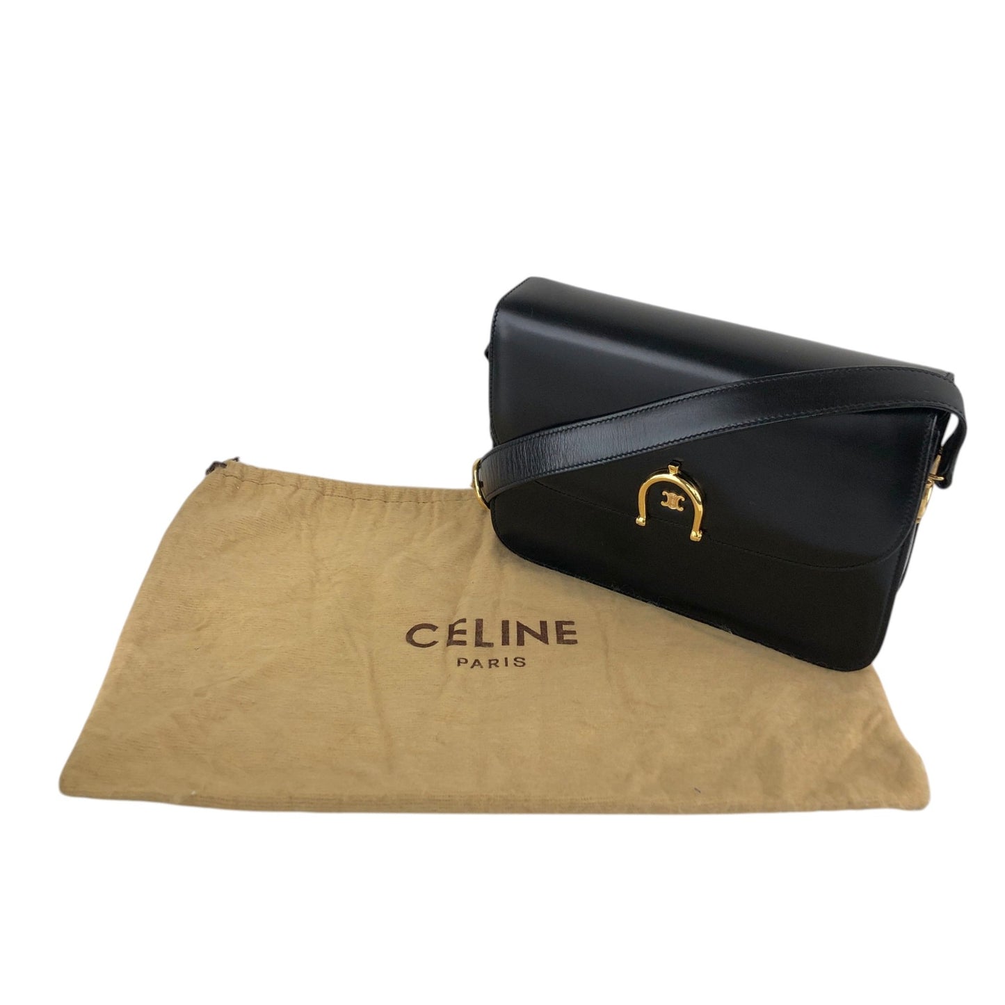 CELINE Triomphe Shoulder bag Black Vintage hvk6su