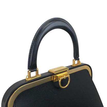 Christian Dior Metal Clasp Handbag Black Vintage 7ncfjz