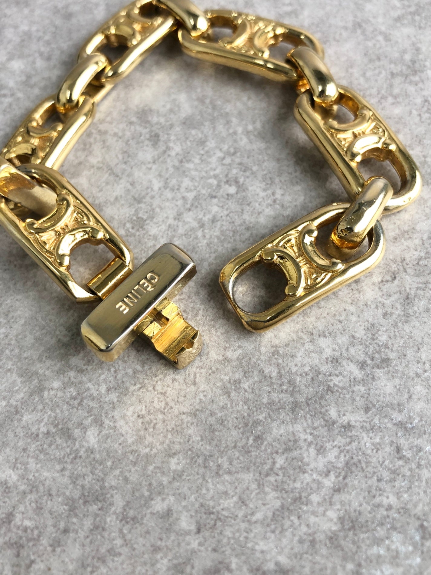 CELINE Blason Bracelet Gold Vintage ukpt55