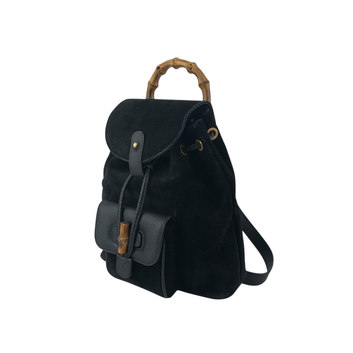 GUCCI Bamboo Turn Lock Backpack Black Vintage bkpfsf