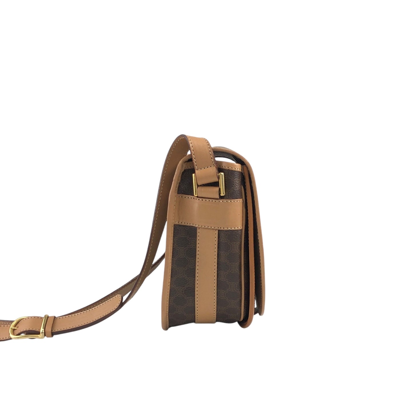 CELINE Macadam Blason Flap Shoulder bag Brown Vintage 7sfwkz