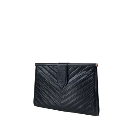 Yves Saint Laurent YSL Logo Clutch bag Navy Vintage j5mjwb