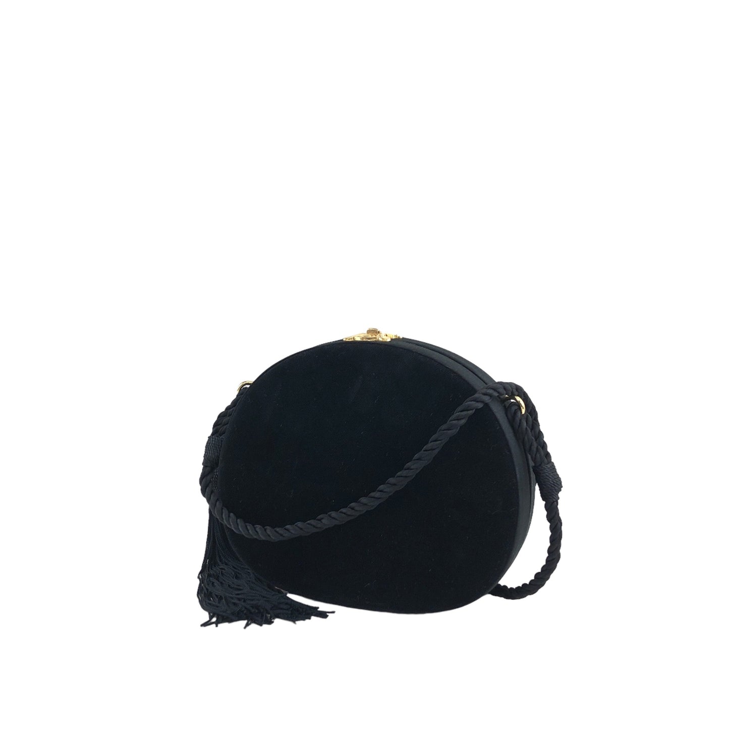 CELINE Triomphe Turn Lock Tassel Shoulder bag Black Vintage d2kx88