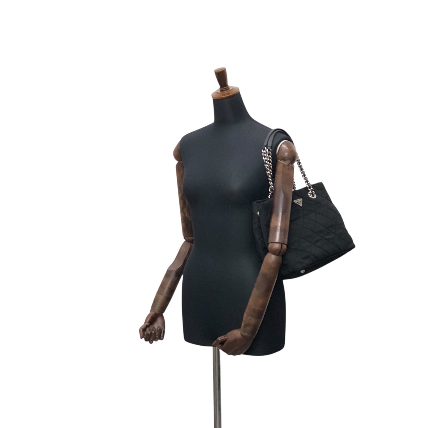 PRADA Triangle Logo Handbag Chain Shoulder bag Black 1BG740 Vintage vfbw8x