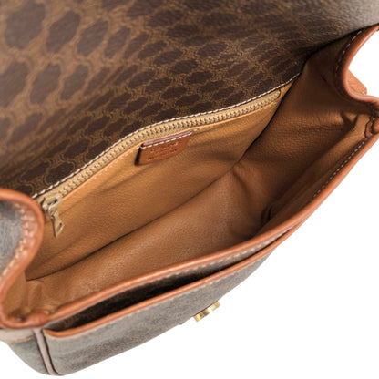 CELINE Macadam Blason Front Buckle Shoulder bag Brown Vintage ketsrv