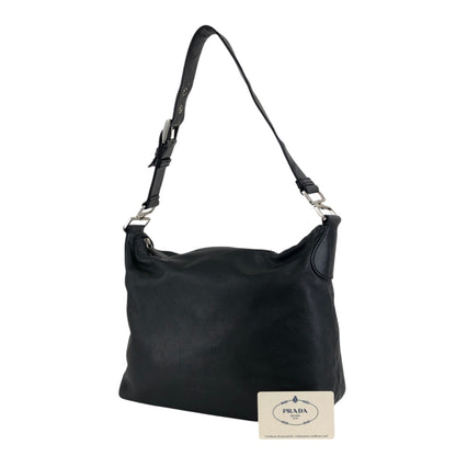 PRADA Logo Embossed Shoulder bag Hobobag Brown Vintage d2egiw