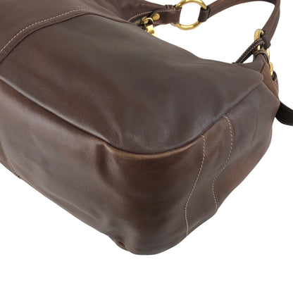 PRADA Logo Handbag Hobobag Brown Vintage c7p34v