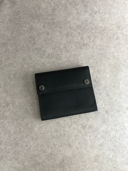 PRADA Logo Button Folded Wallet Black Vintage wsjiiz