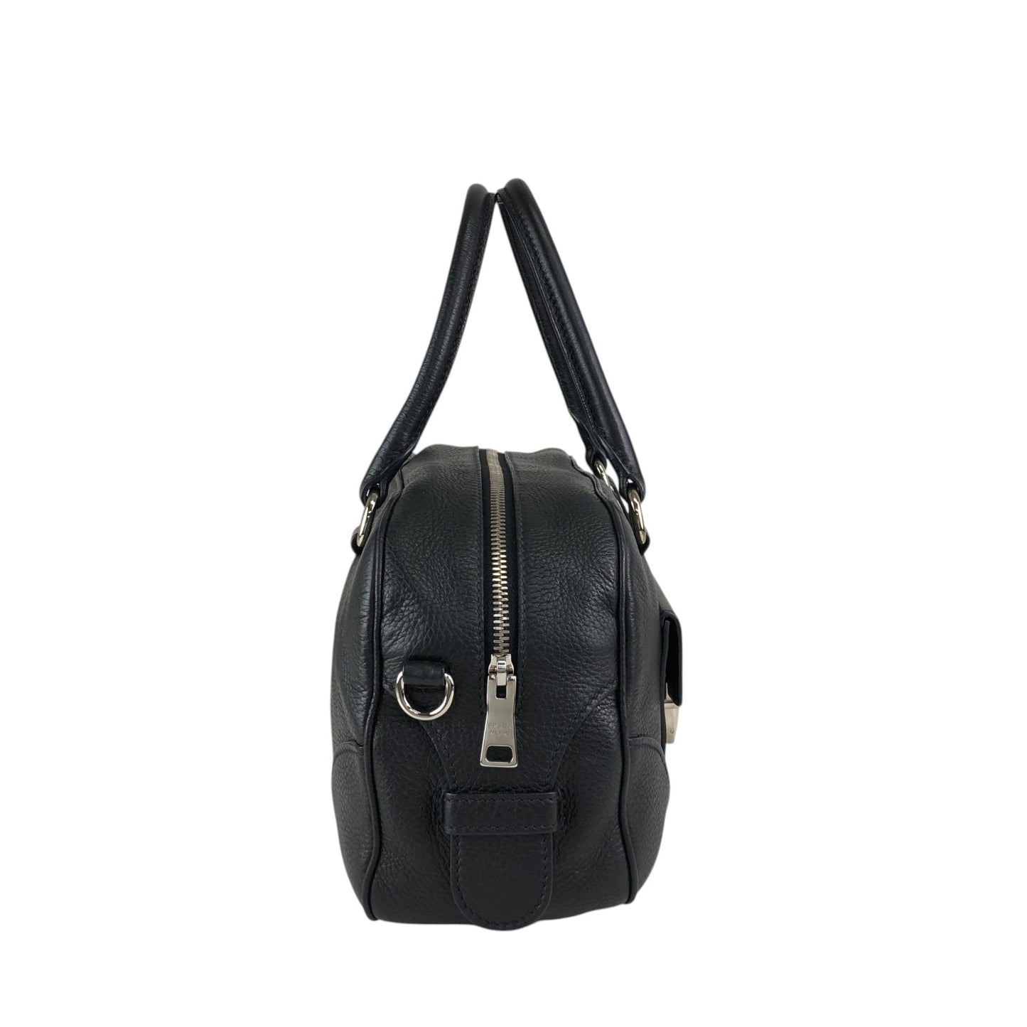 PRADA Logo Two-way Small Boston bag Shoulder bag Black Vintage 6yvxeb