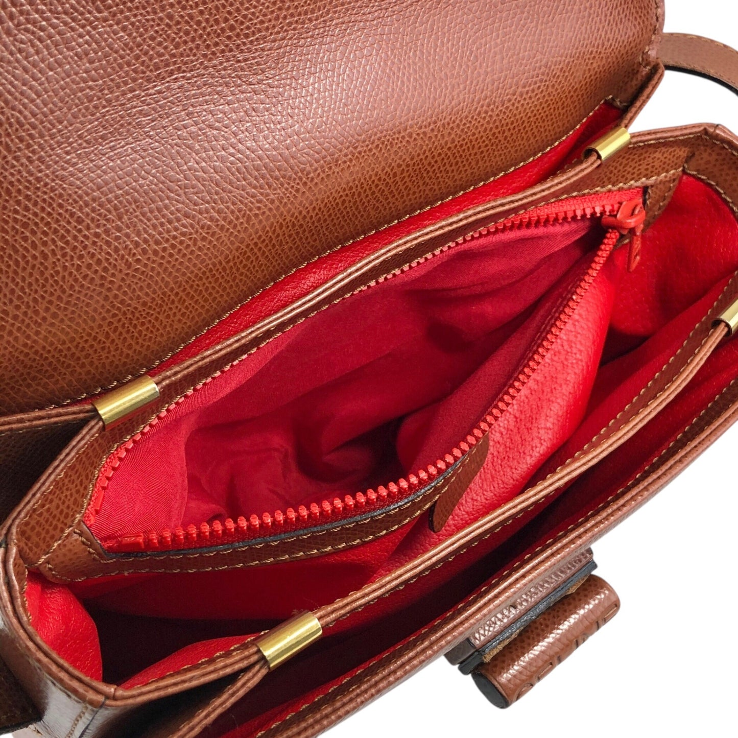 CELINE Turn Lock Shoulder bag Brown Vintage hdtdu2