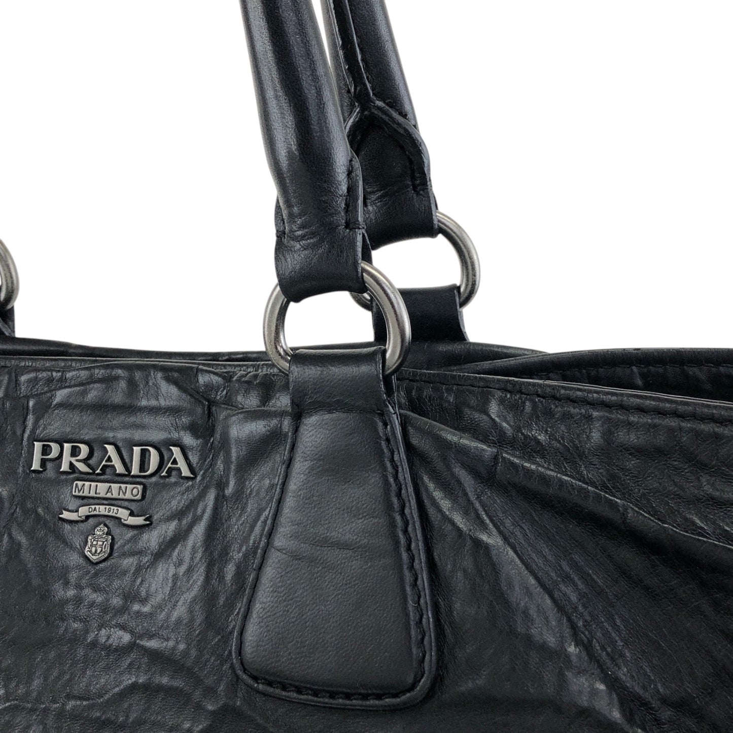 PRADA Logo Two-way Handbag Shoulder bag Black Vintage ctcsm5