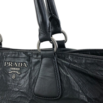 PRADA Logo Two-way Handbag Shoulder bag Black Vintage ctcsm5