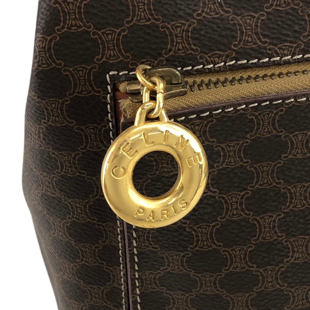 CELINE Macadam Circle Logo Backpack Brown Vintage ckigeh