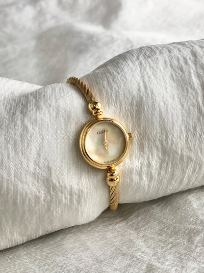 GUCCI Logo Bangle Quartz Watch Gold 2700L.2.L Vintage ssija3