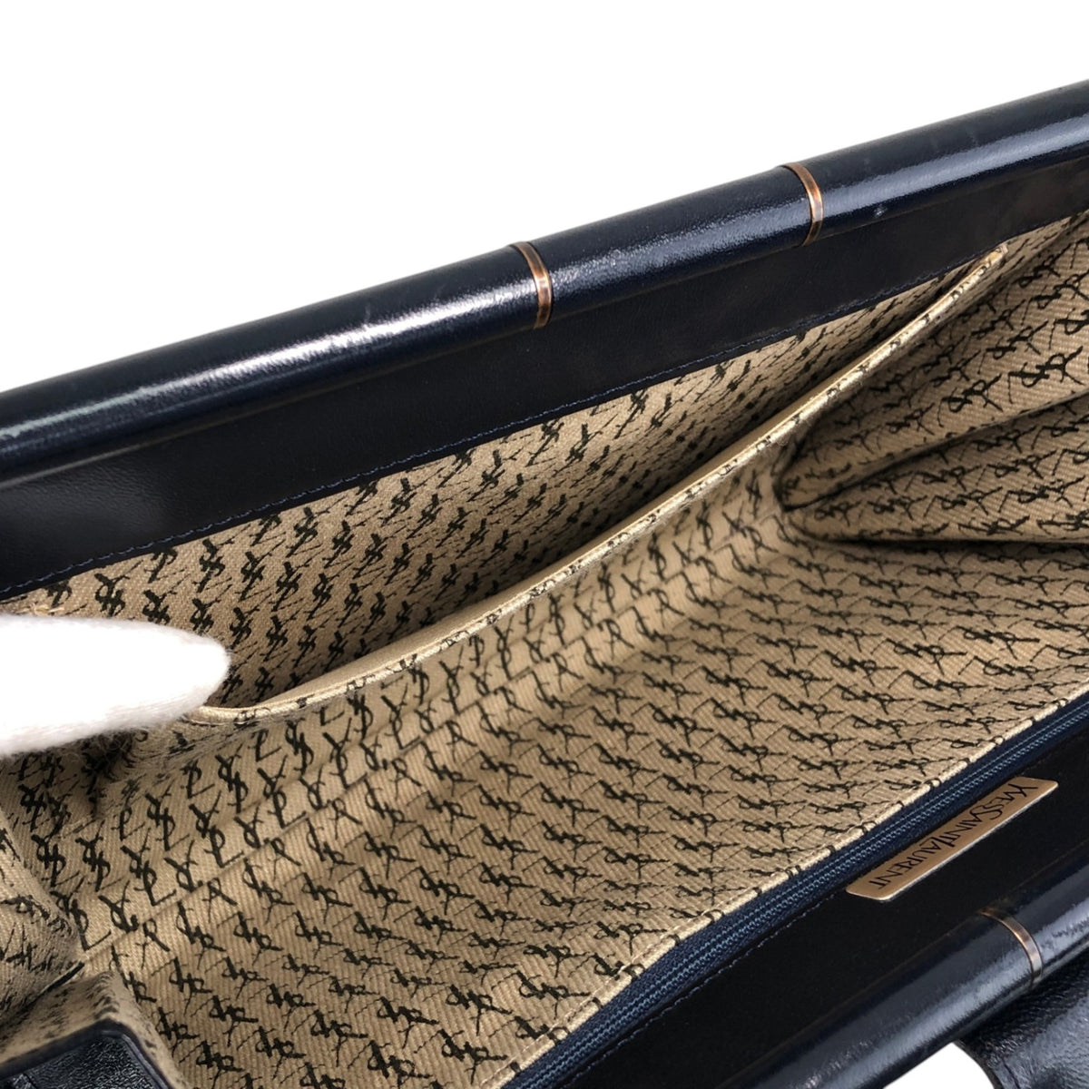Yves Saint Laurent YSL Logo Clutch bag Navy Vintage j5mjwb