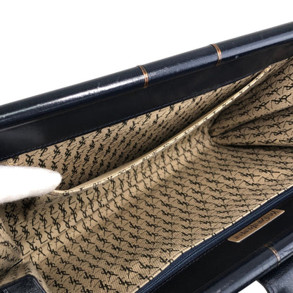 Yves Saint Laurent YSL Logo Clutch bag Navy Vintage j5mjwb