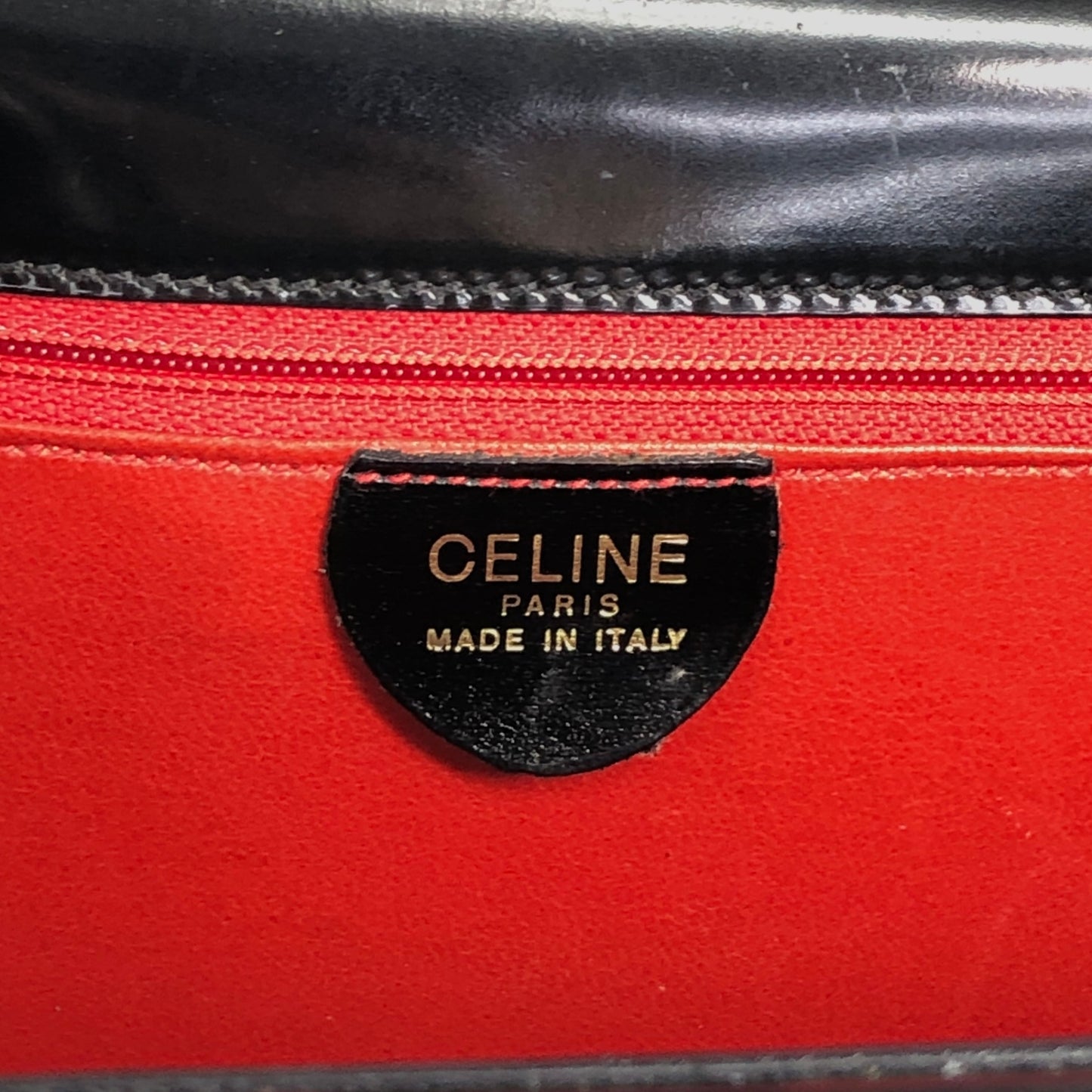 CELINE Gancini Double Flap Top Handle Handbag Black Vintage ku22zn