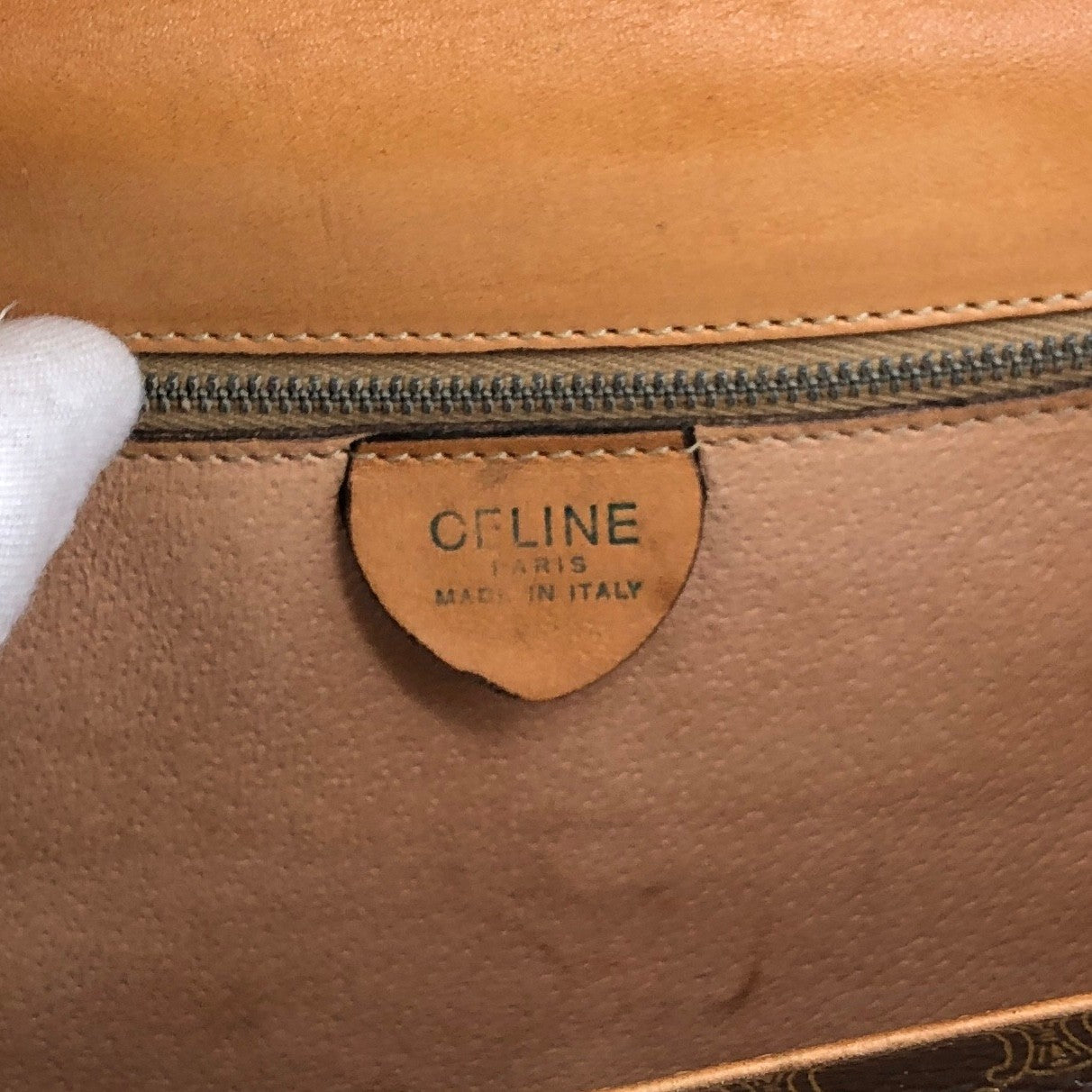 CELINE Macadam Horseshoe Double Flap Handbag Brown Vintage ypryyk