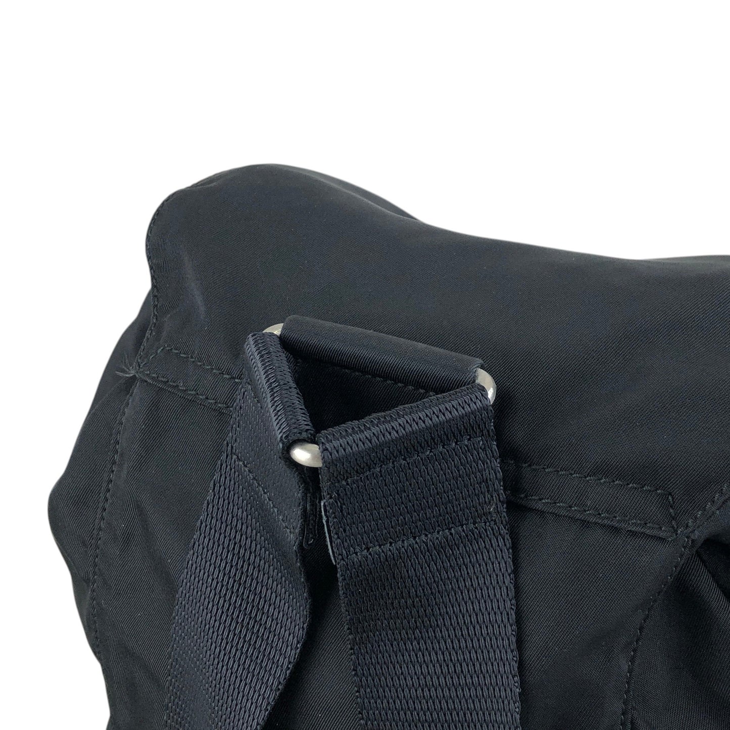 PRADA Tessuto Triangle Logo Front Buckle Backpack Black Vintage 8gfpuf