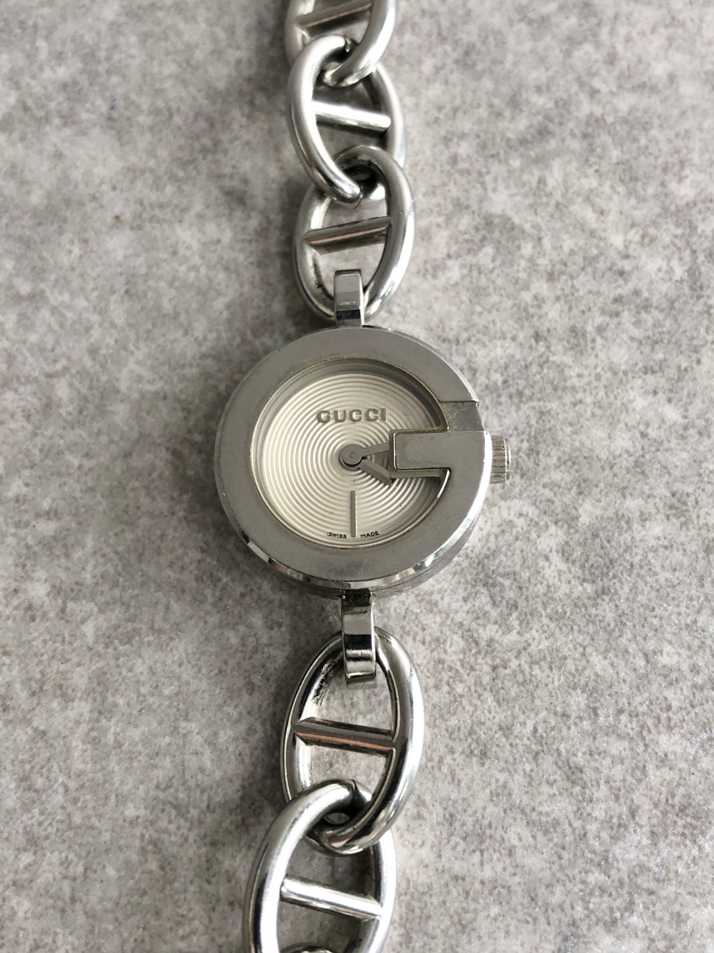 GUCCI Logo Bracelet Watch Silver Vintage 28nhzx