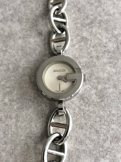GUCCI Logo Bracelet Watch Silver Vintage 28nhzx