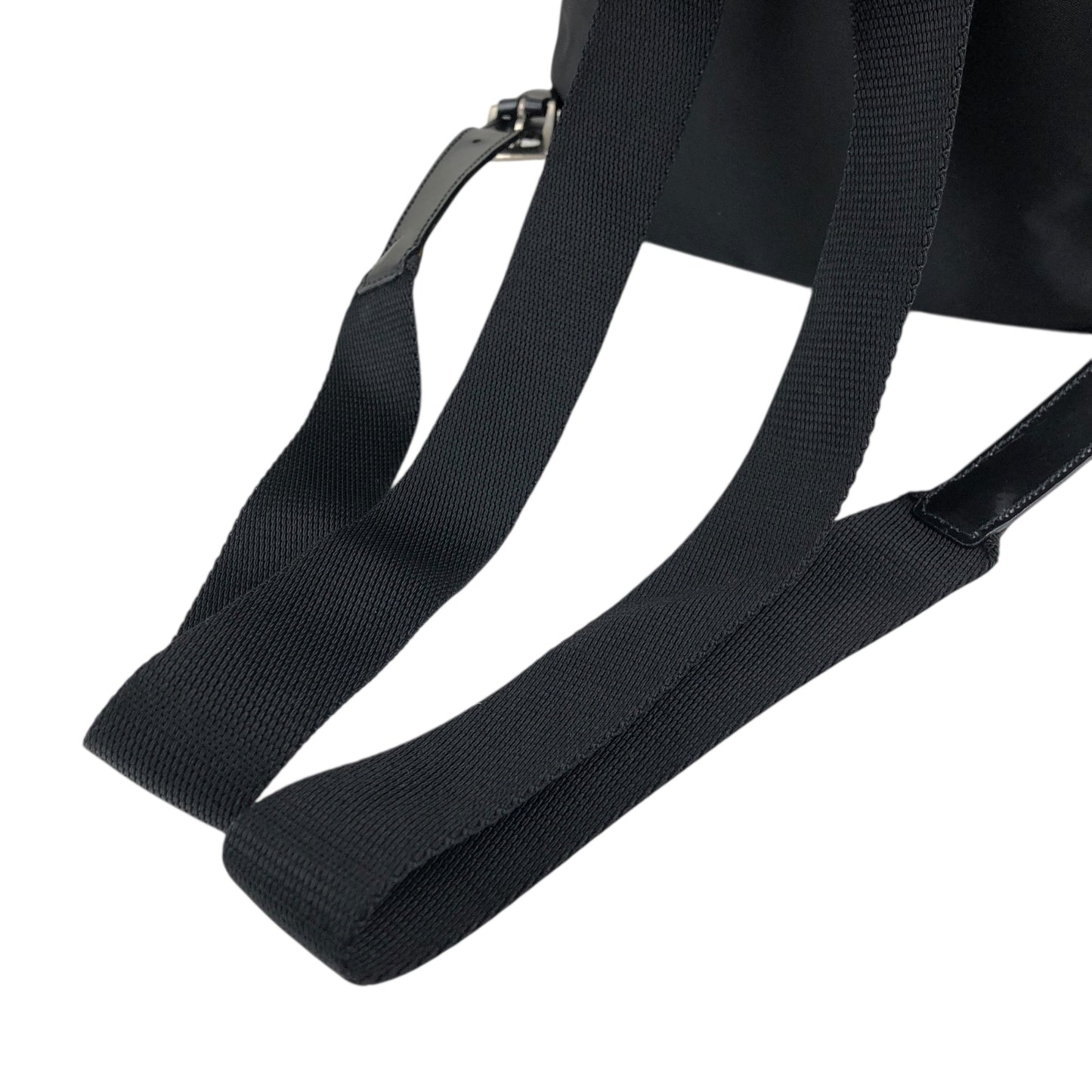 PRADA Tessuto Triangle Logo Double Pocket Backpack Black Vintage msvumv