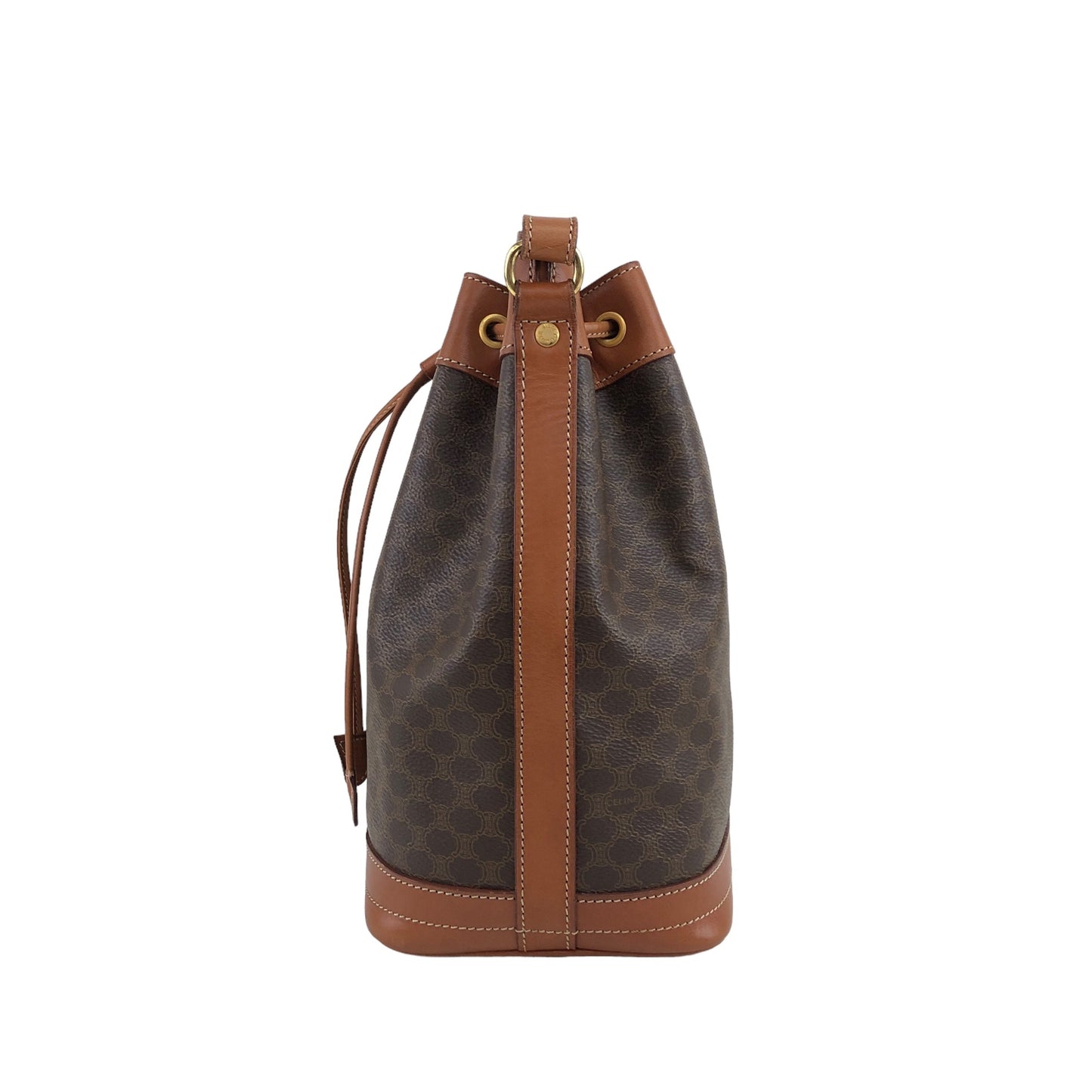 CELINE Macadam Blason Drawstring Shoulder bag Brown Vintage v2eukv