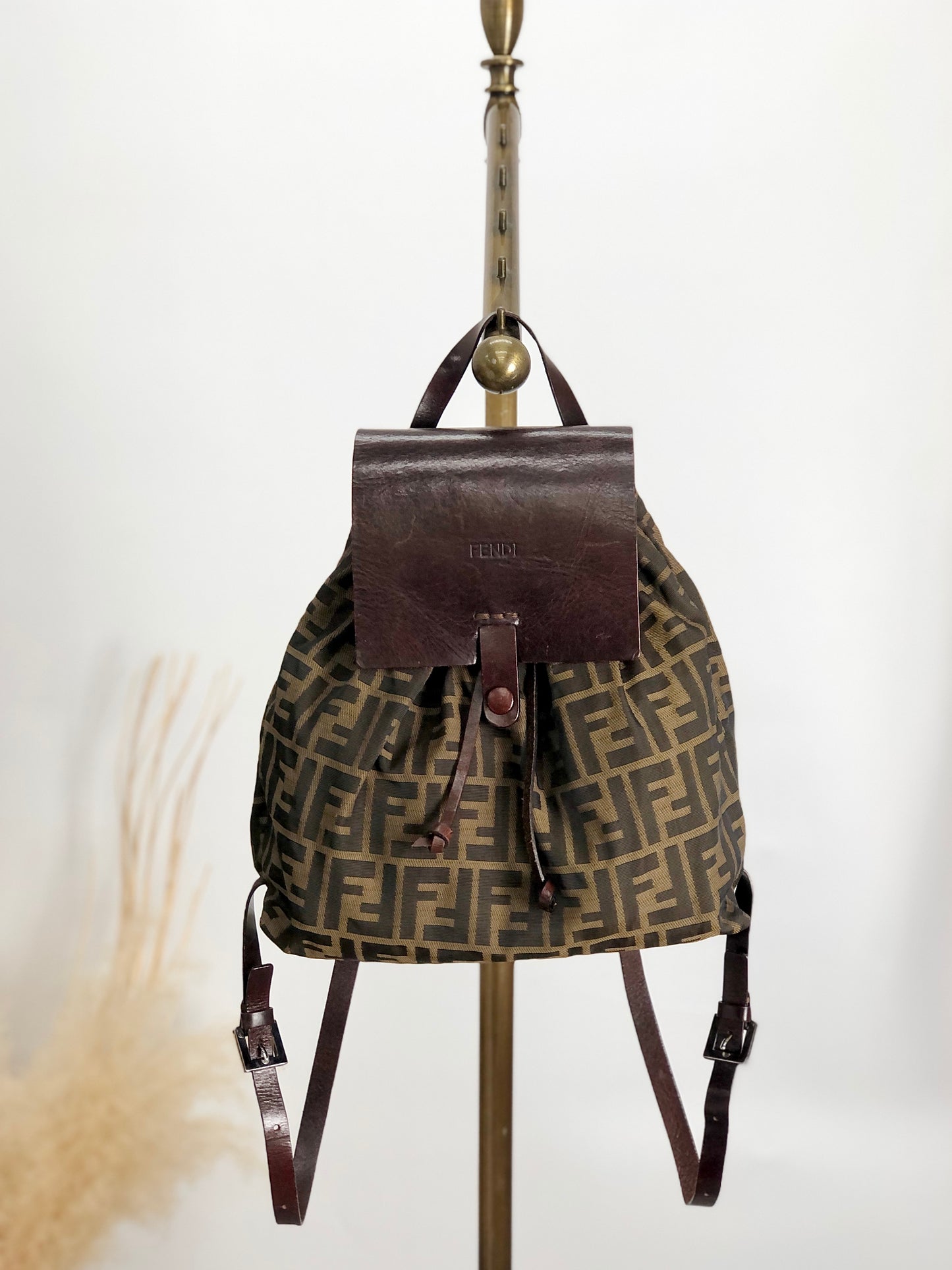 FENDI Zucca Backpack Brown Vintage aszbe7