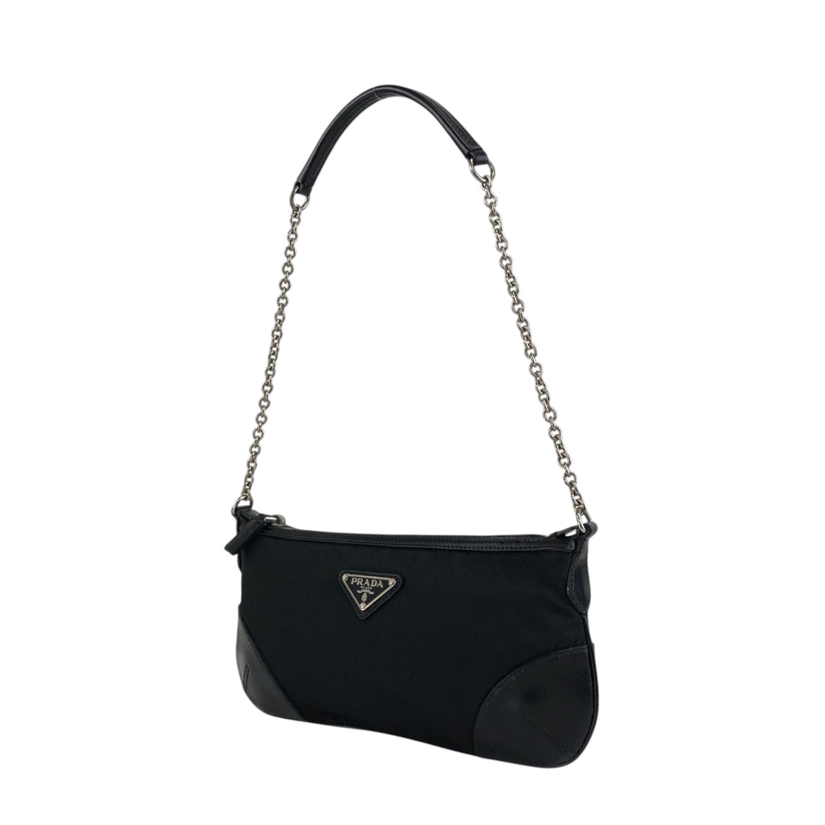 PRADA Triangle Logo Chain Shoulder bag Black Vintage 3m6ggr