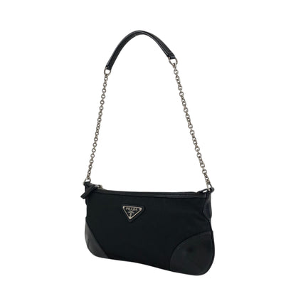 PRADA Triangle Logo Chain Shoulder bag Black Vintage 3m6ggr