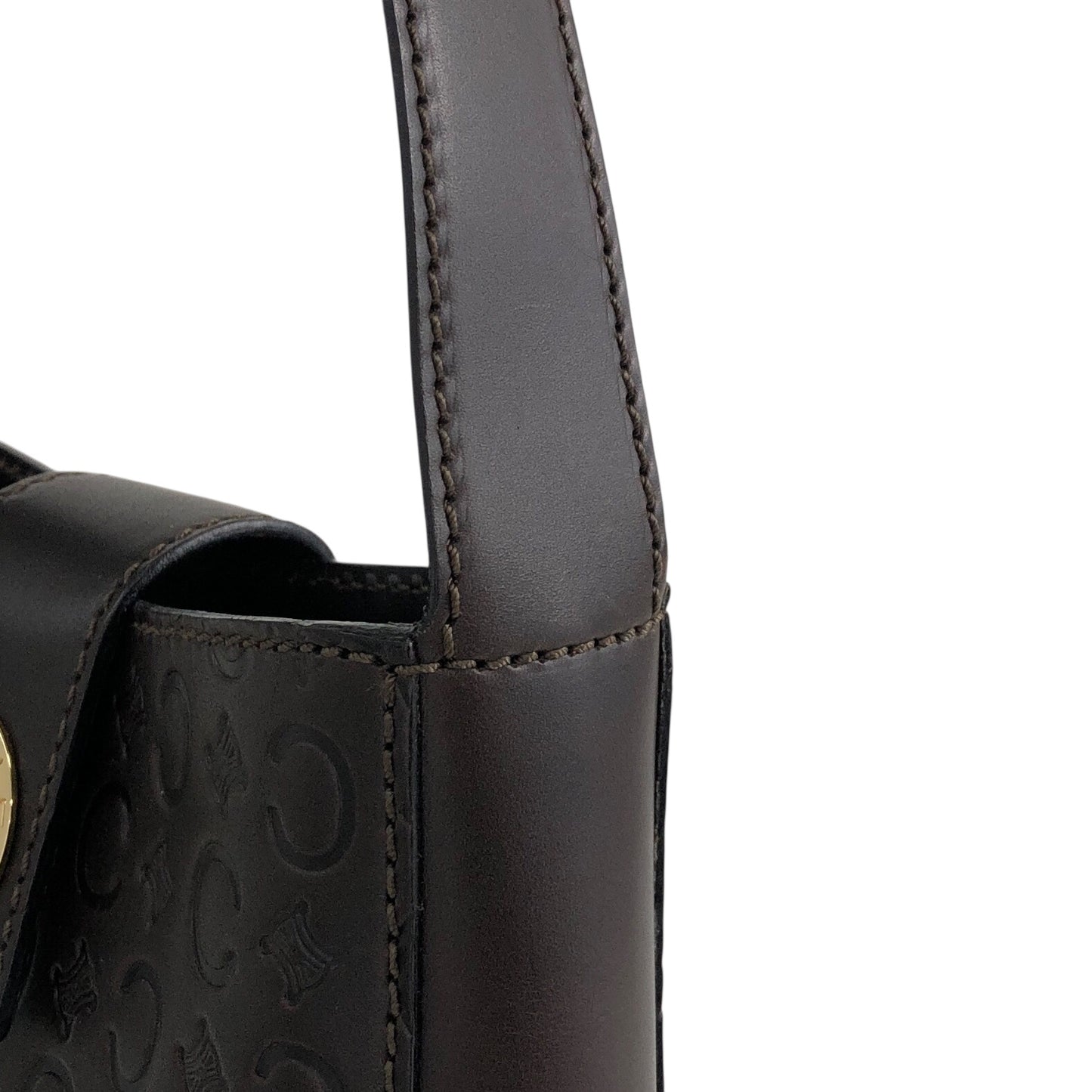 CELINE Turn Lock Small Handbag Brown Vintage 2h8bw4