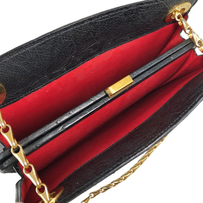 CELINE Circle Logo Chain Shoulder bag Black Vintage uyxx4c