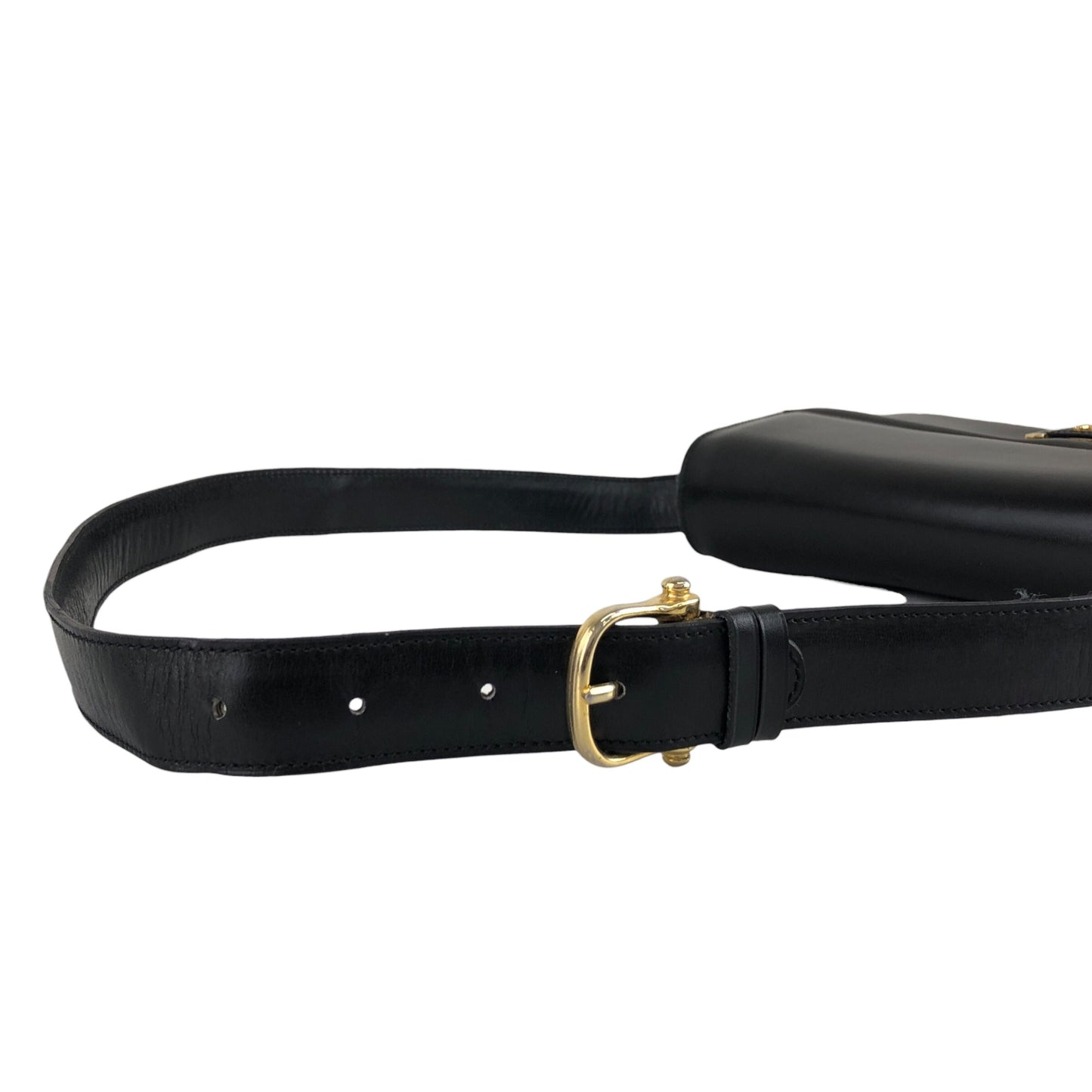 CELINE Triomphe Horse Carriage Shoulder bag Black Vintage pw788h