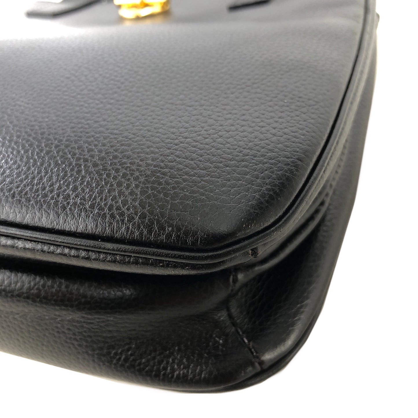 CELINE Toggle Motif Leather Shoulder bag Totebag Black Vintage ag3tya