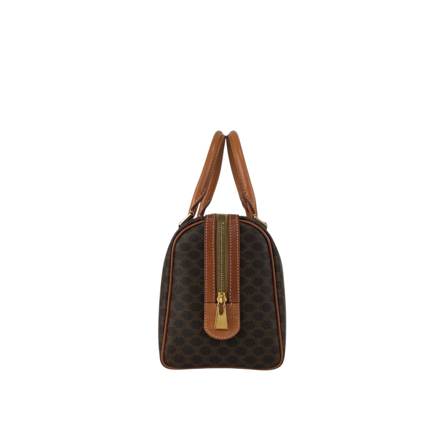 CELINE Macadam Blason Two-way Small Boston bag Shoulder bag Brown Vintage haxmcm