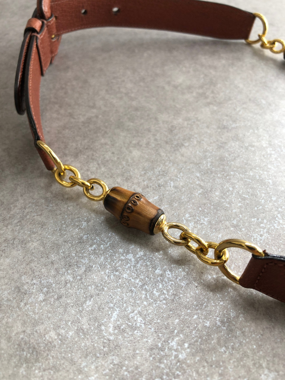 GUCCI Bamboo Belt Brown Vintage ybzhs2