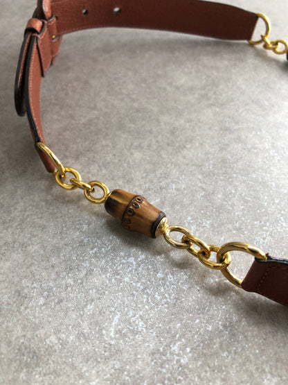 GUCCI Bamboo Belt Brown Vintage ybzhs2