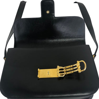 CELINE Horse Bit Crossbody Shoulder bag Black Vintage 2czzms