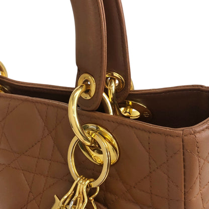 Christian Dior Lady Dior Cannage Logo Charm Two-way Handbag Shoulder bag Brown Vintage 5n4tvr