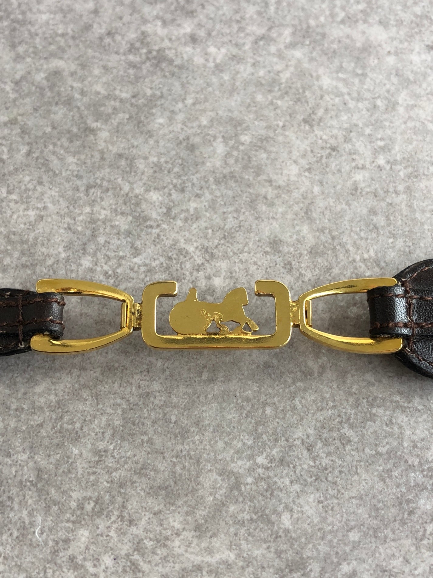 CELINE Horse Carriage Belt Black Vintage ykpypt