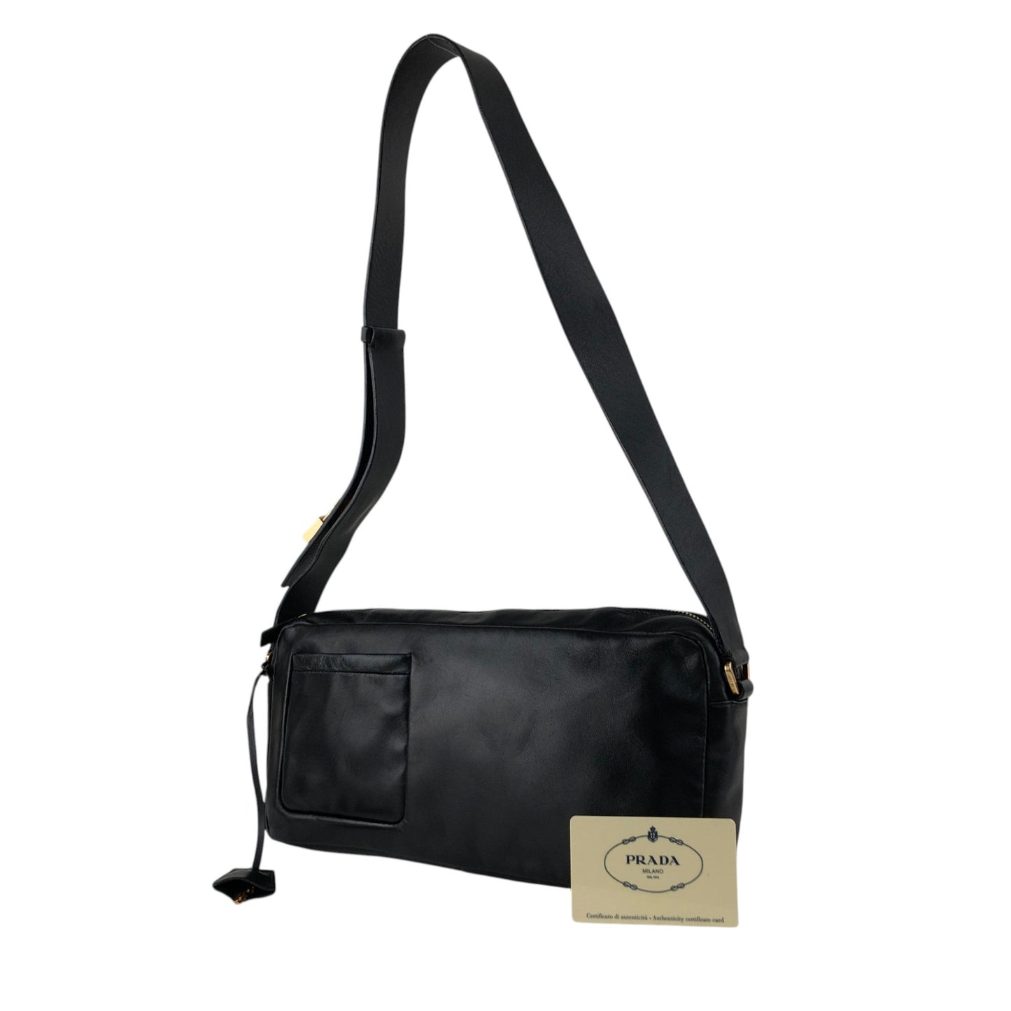 PRADA Padlock Shoulder bag Black Vintage thx6f8
