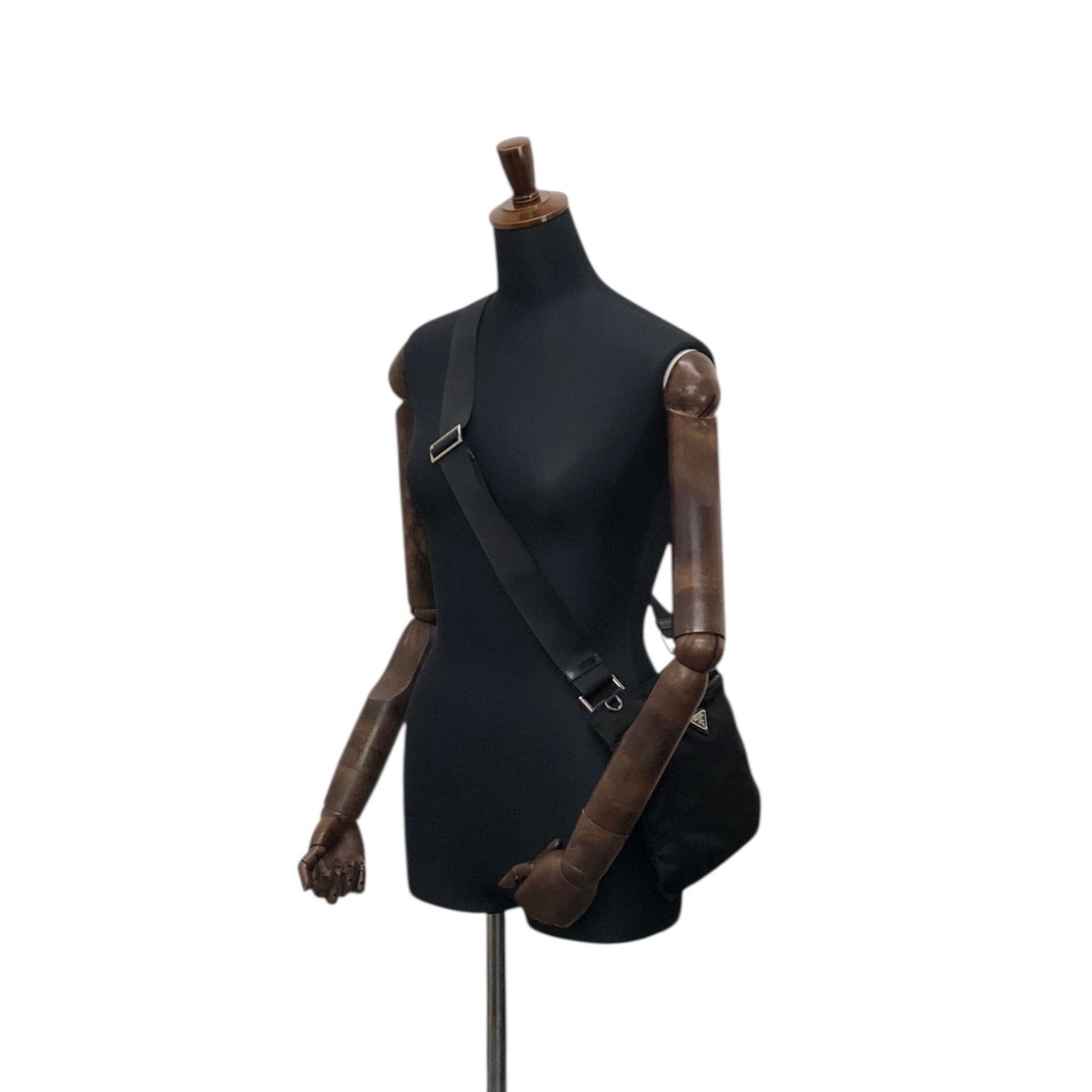 PRADA Tessuto Triangle Logo Shoulder bag Black Vintage g7nprp